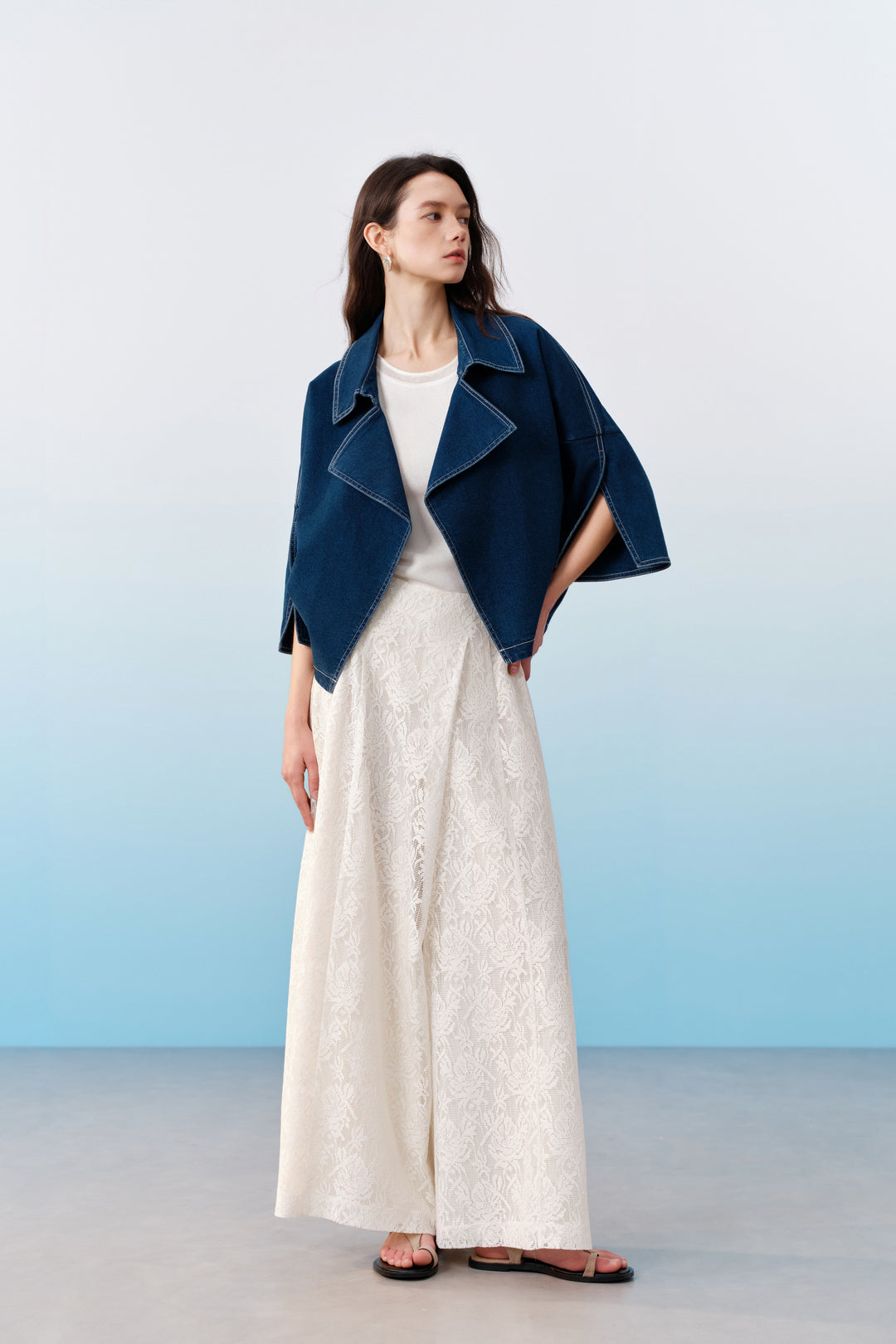 Trench Coat Collar Three-Quarter Sleeve Jacket