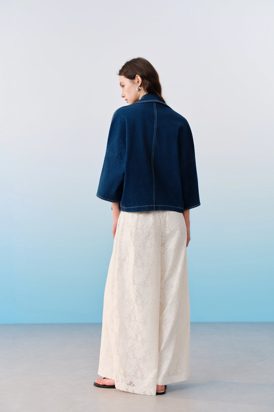 Trench Coat Collar Three-Quarter Sleeve Jacket