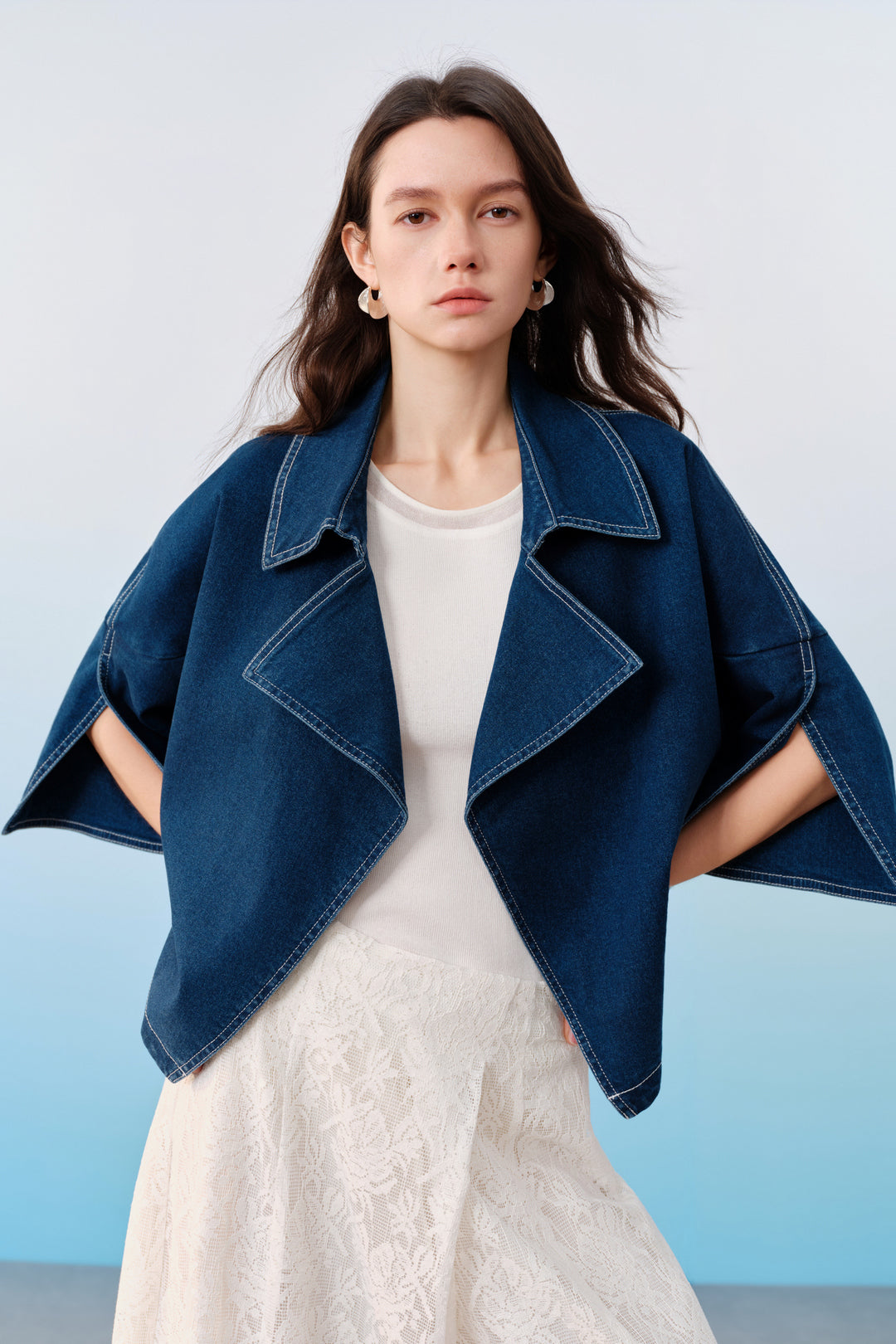 Trench Coat Collar Three-Quarter Sleeve Jacket