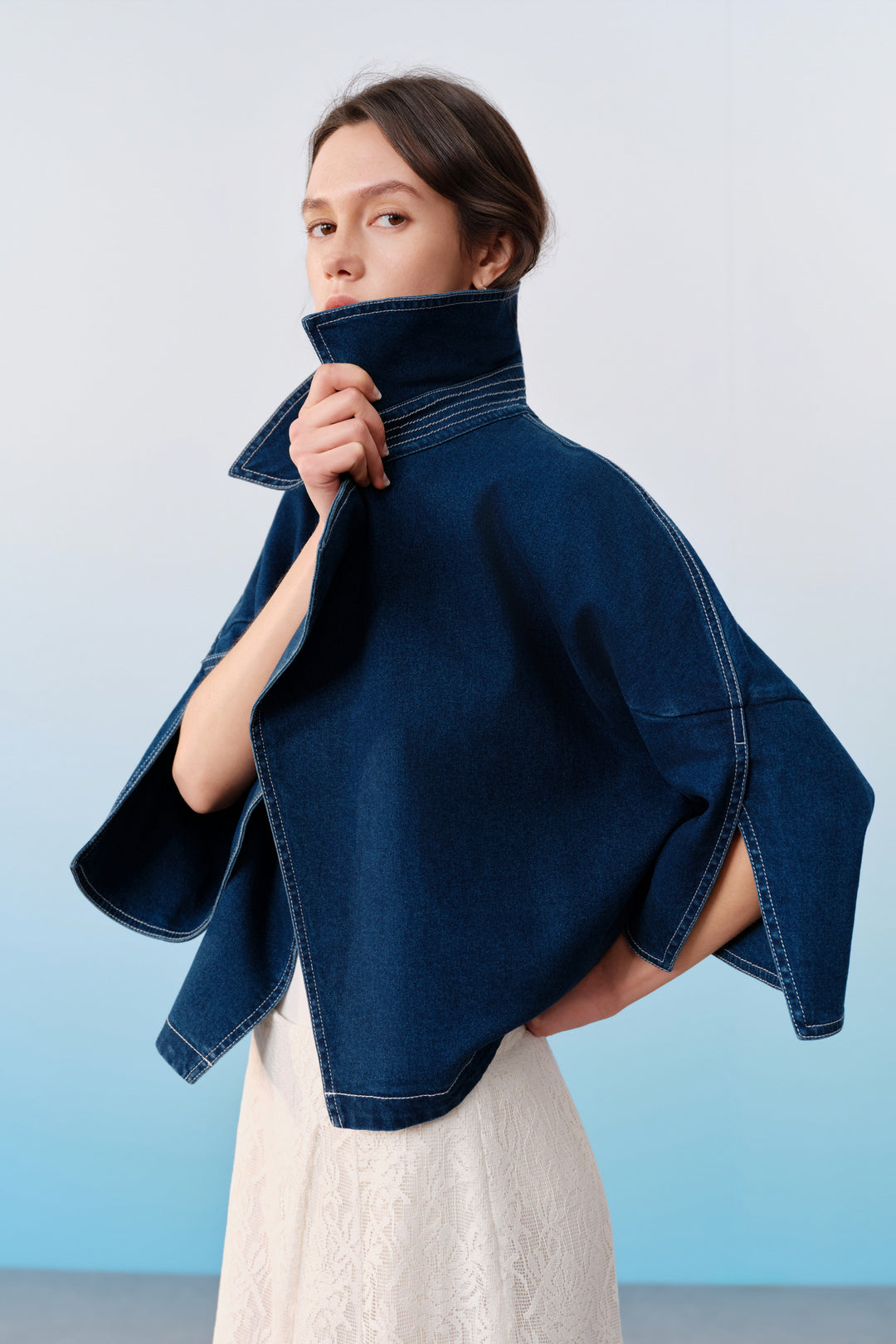 Trench Coat Collar Three-Quarter Sleeve Jacket