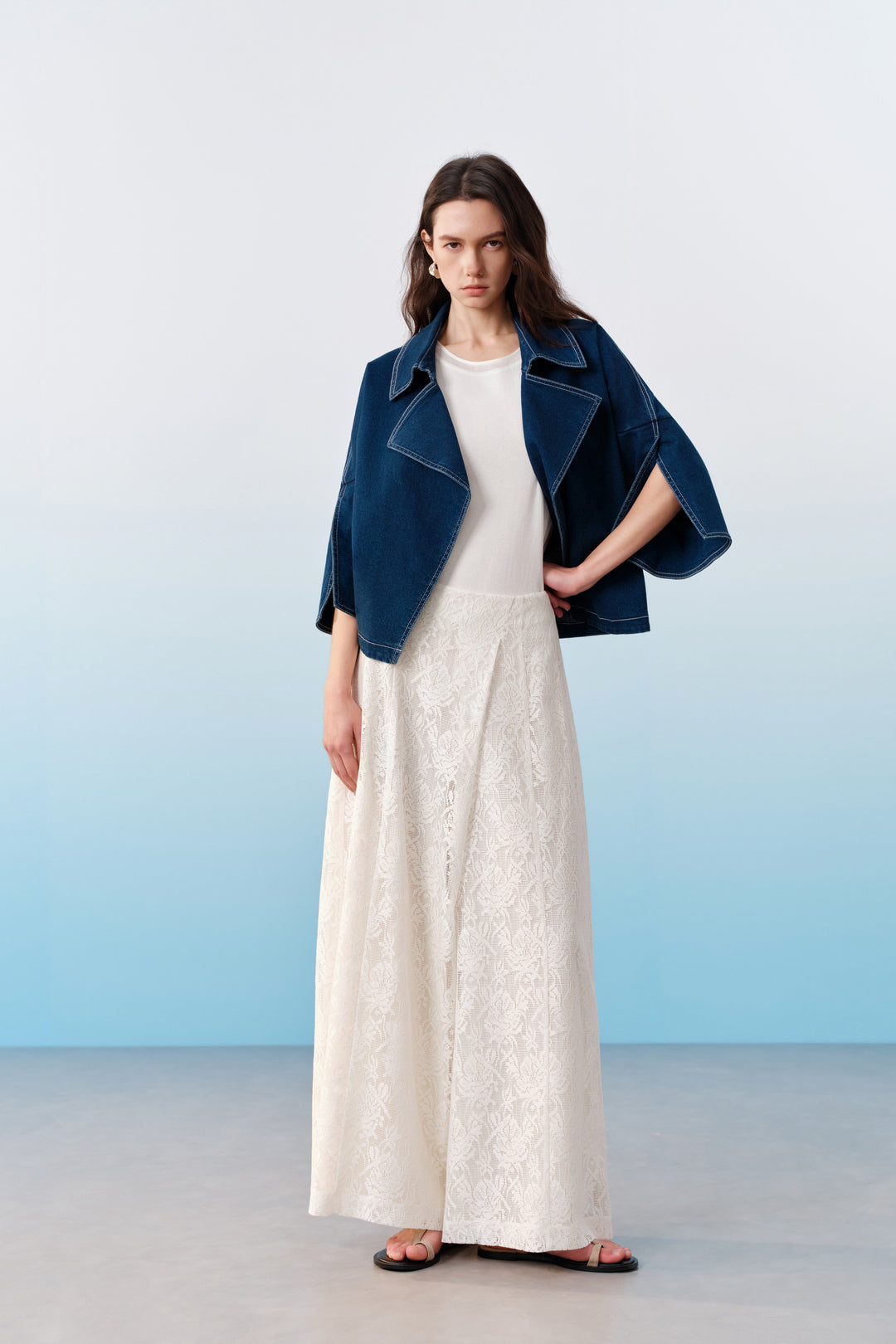 Trench Coat Collar Three-Quarter Sleeve Jacket