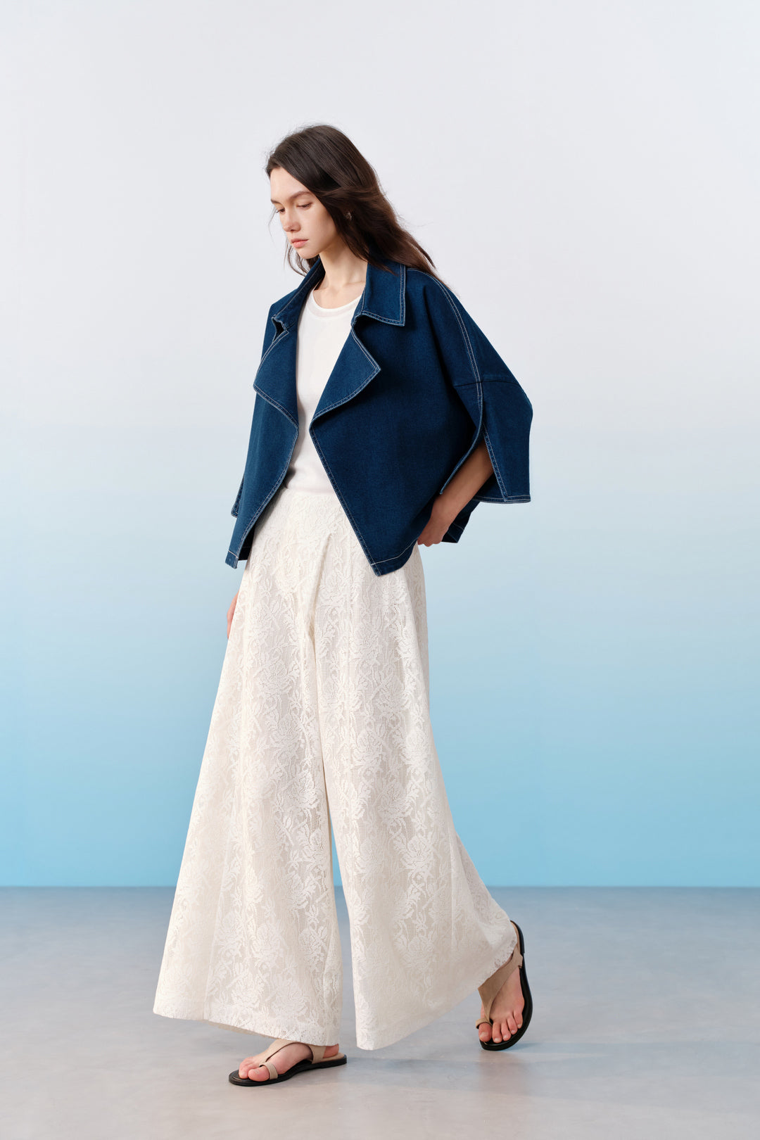 Trench Coat Collar Three-Quarter Sleeve Jacket