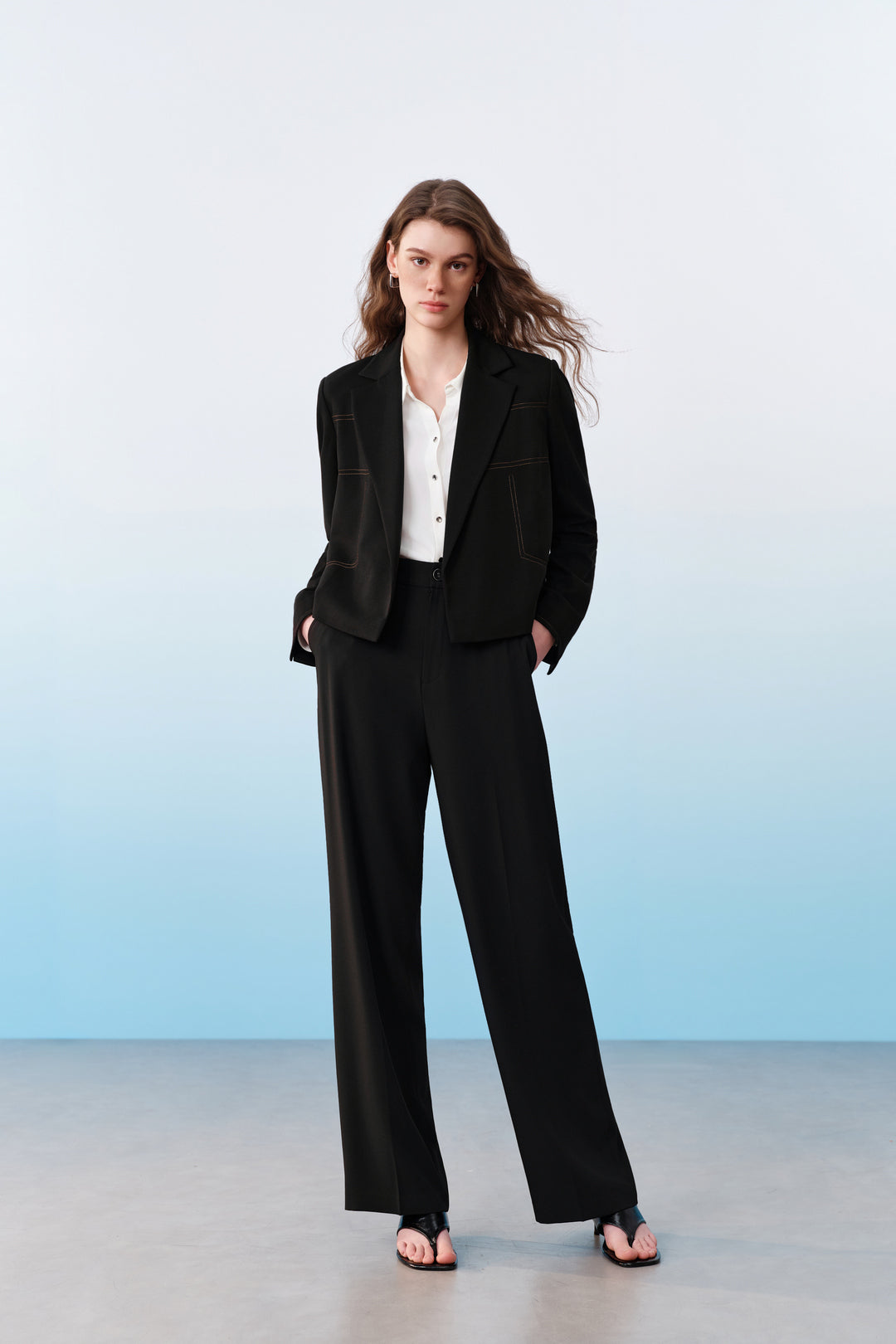 Lapel Collar Long Sleeve Jacket