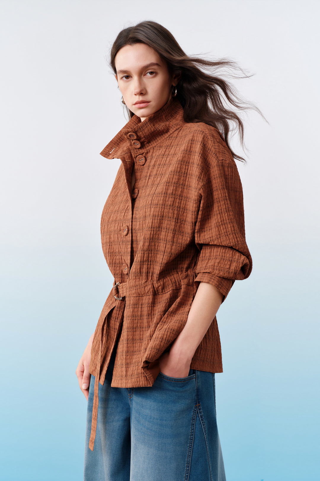 G2000 WOMAN-stand-collar-long-sleeve-jacket-61286050-Brown