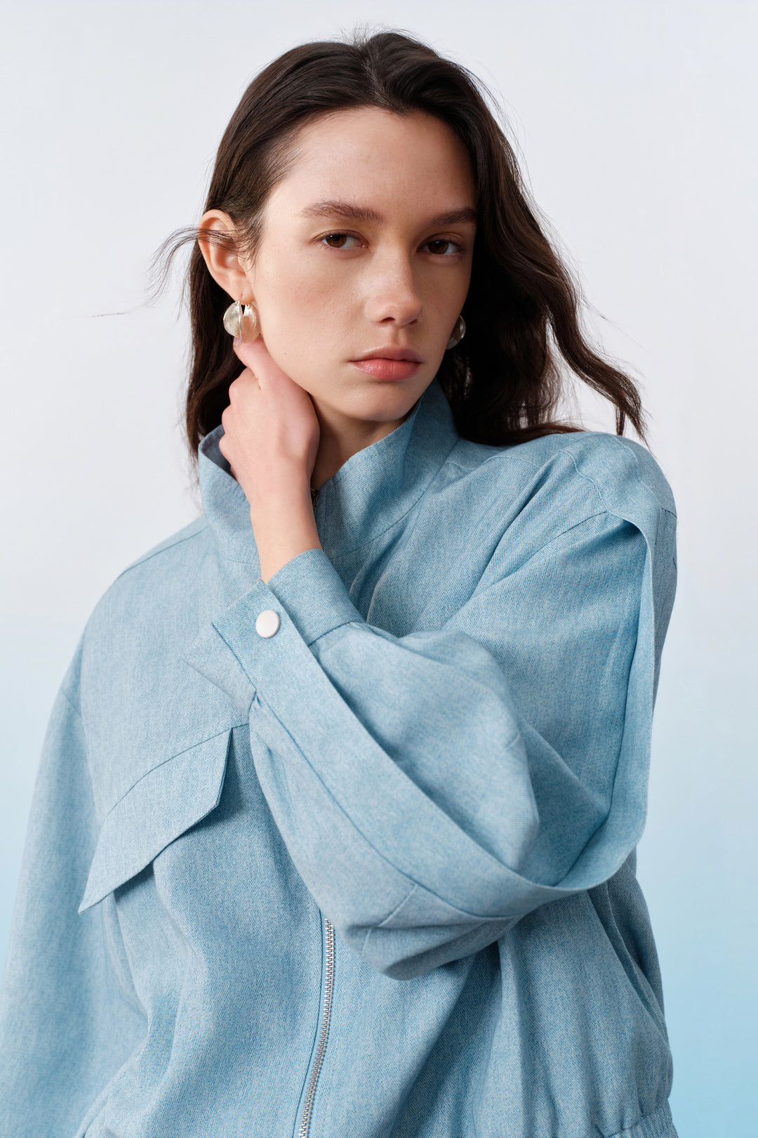 G2000 WOMAN-stand-collar-long-sleeve-jacket-61287060-Blue