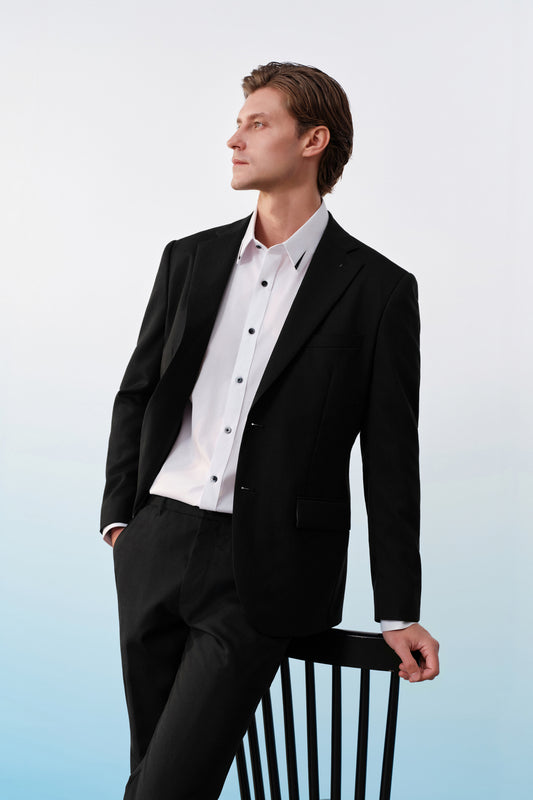 BLAACK MAN-blaack-100-wool-標準領-suit-blazer-61415401-Black