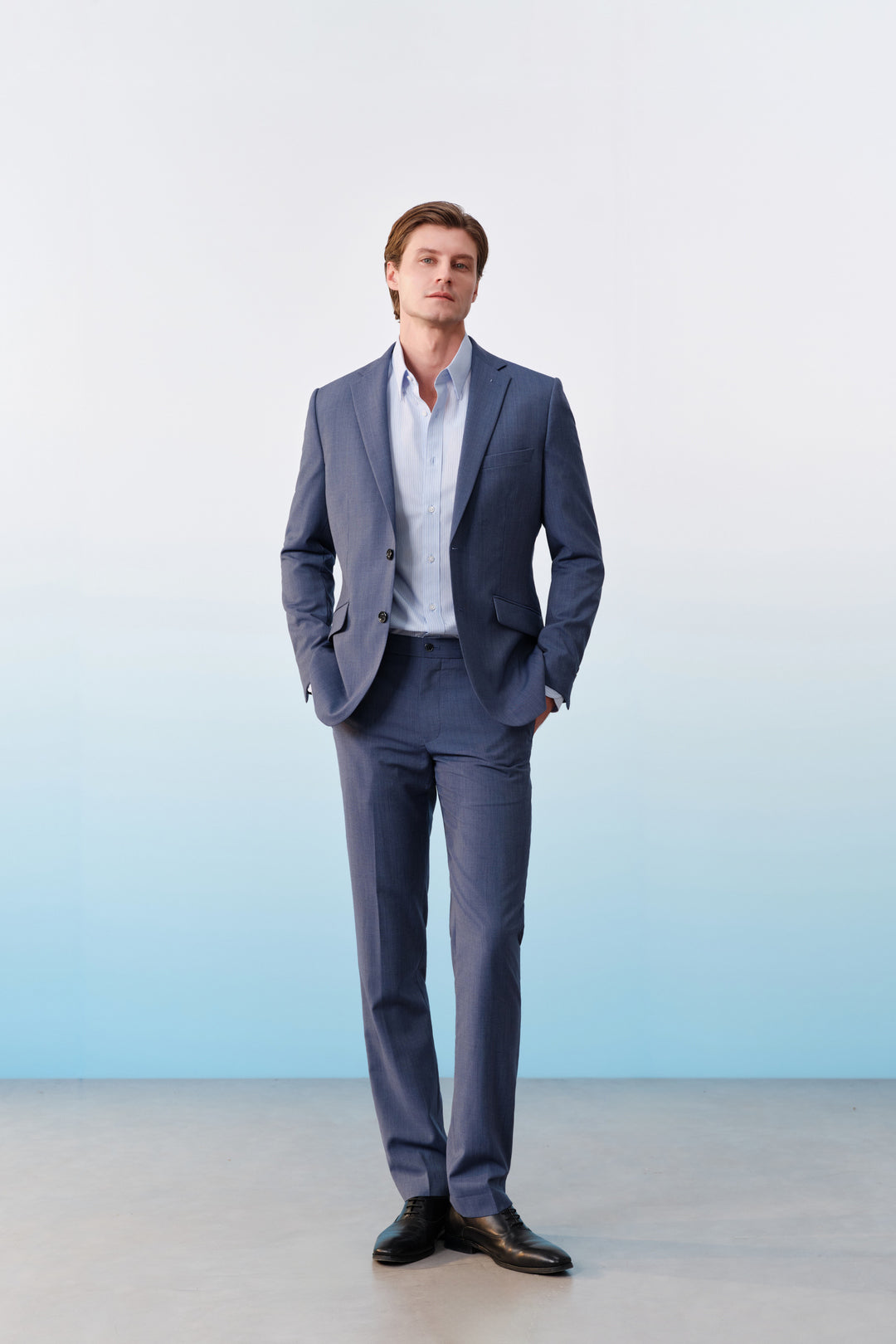 BLAACK MAN-blaack-machine-washable-平腳無褶-suit-pants-61455062-Blue