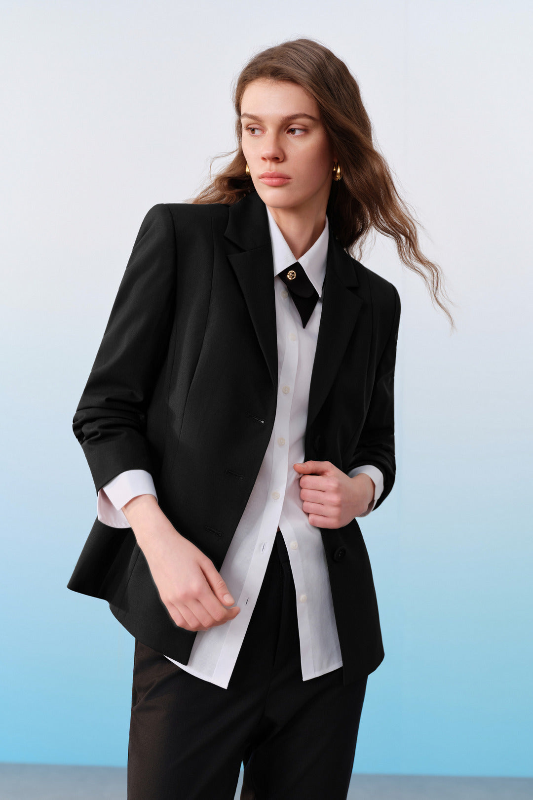 BLAACK WOMAN-blaack-wool-blend-notch-lapel-suit-blazer-61914004-Black
