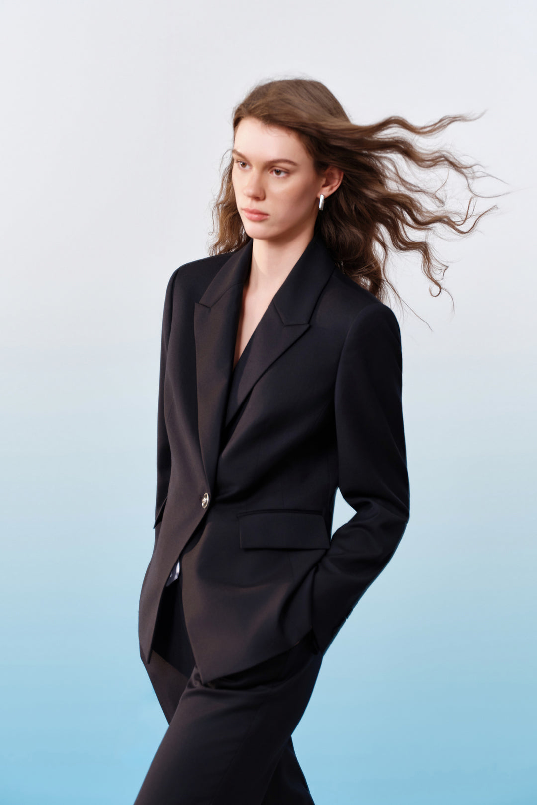 BLAACK WOMAN-blaack-wool-blend-peak-lapel-suit-blazer-61914060-Blue