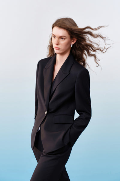 BLAACK WOMAN-blaack-wool-blend-peak-lapel-suit-blazer-61914060-Blue