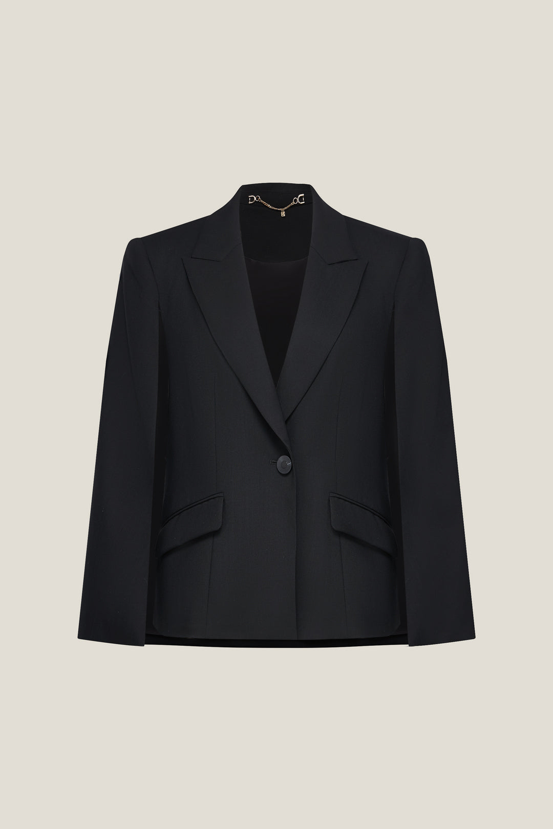BLAACK LUXURY-luxury-100%-wool-peak-lapel-suit-blazer-61914310-Black