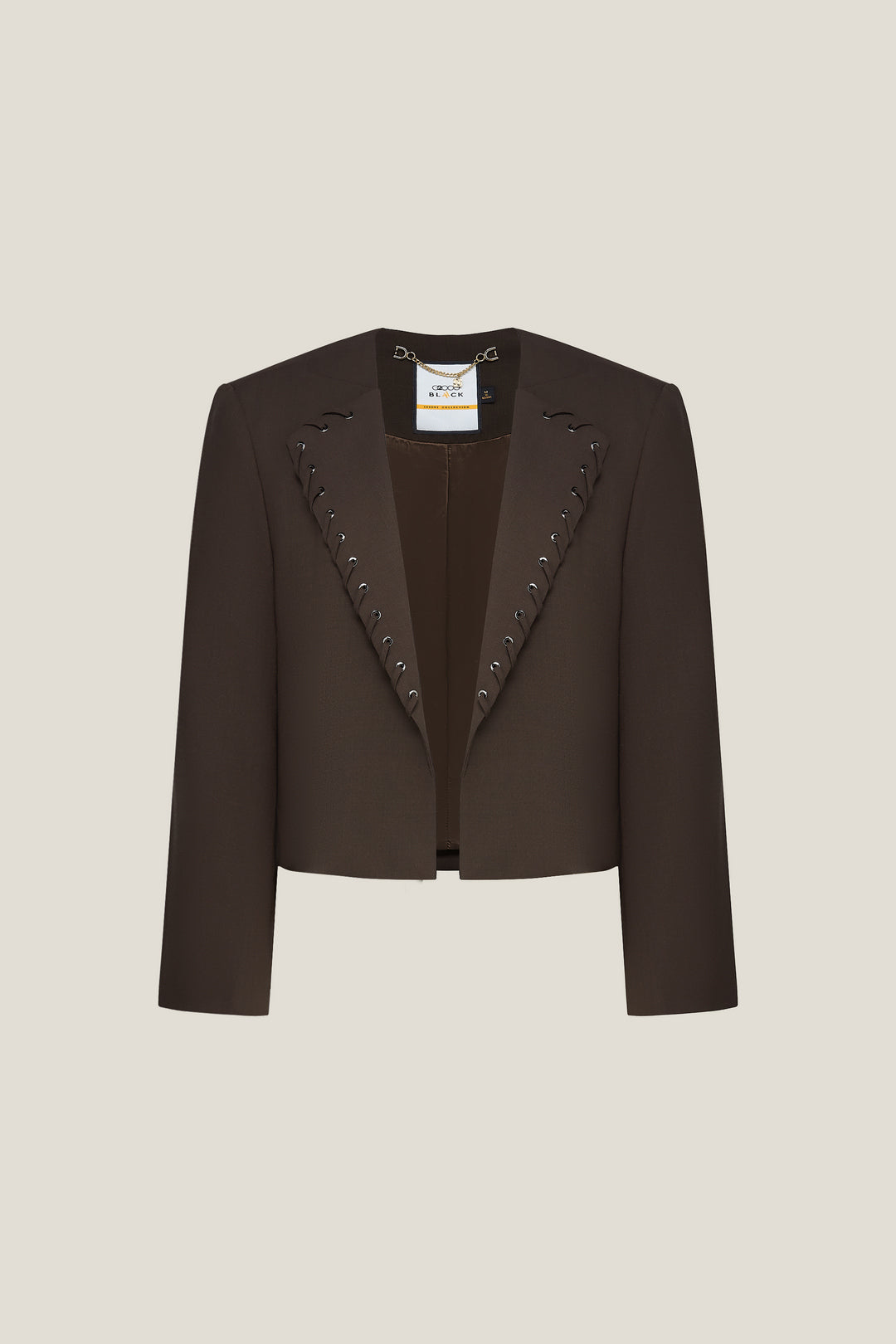 BLAACK LUXURY-luxury-100%-wool-lapel-with-metal-studs-and-self-fabric-looping-blazer-61914660-Brown