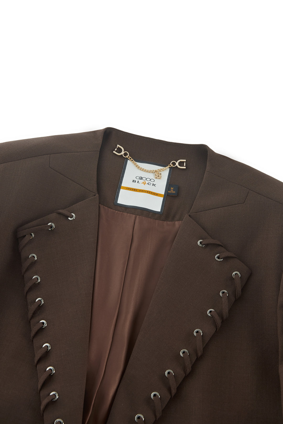 LUXURY | 100% Wool | Lapel With Metal Studs And Self Fabric Looping 金屬鉚釘和自布環的翻領獨立西裝外套(配墊肩)