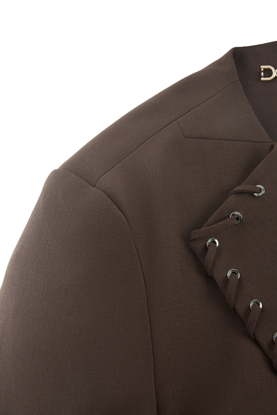 LUXURY | 100% Wool | Lapel With Metal Studs And Self Fabric Looping 金屬鉚釘和自布環的翻領獨立西裝外套(配墊肩)