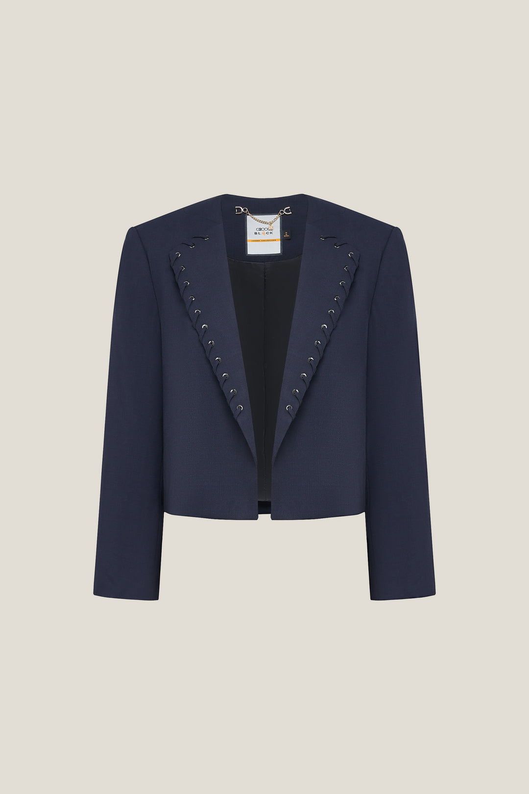 BLAACK LUXURY-luxury-100%-wool-lapel-with-metal-studs-and-self-fabric-looping-blazer-61914660-Blue