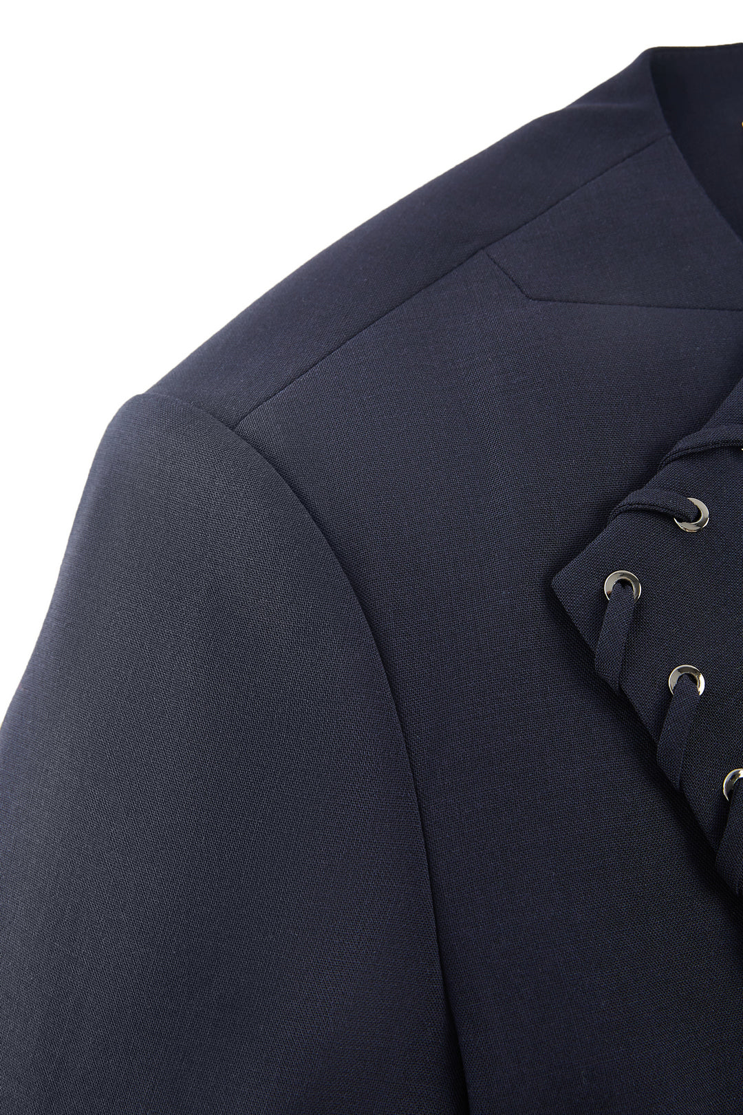 LUXURY | 100% Wool | Lapel With Metal Studs And Self Fabric Looping 金屬鉚釘和自布環的翻領獨立西裝外套(配墊肩)