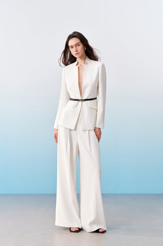 BLAACK | 企領長袖獨立西裝外套(配配撞色腰帶)