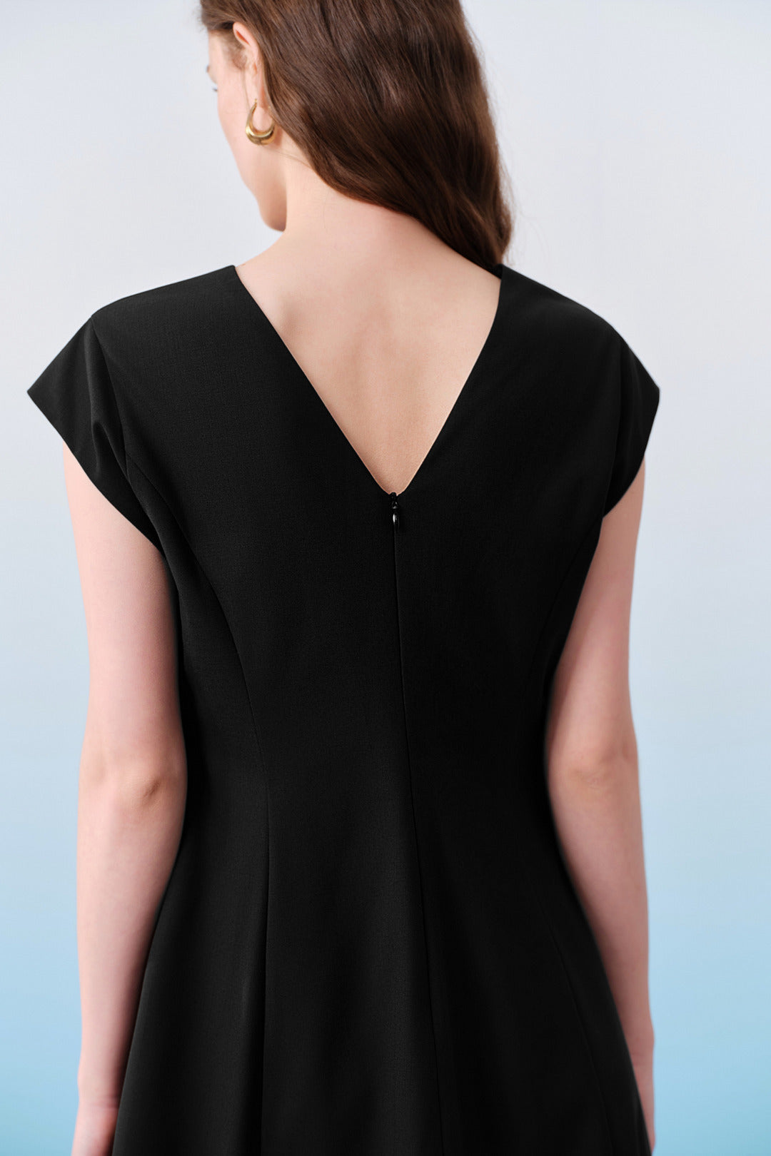 BLAACK | Wool Blend | Front And Back V-Neck Design Dress
