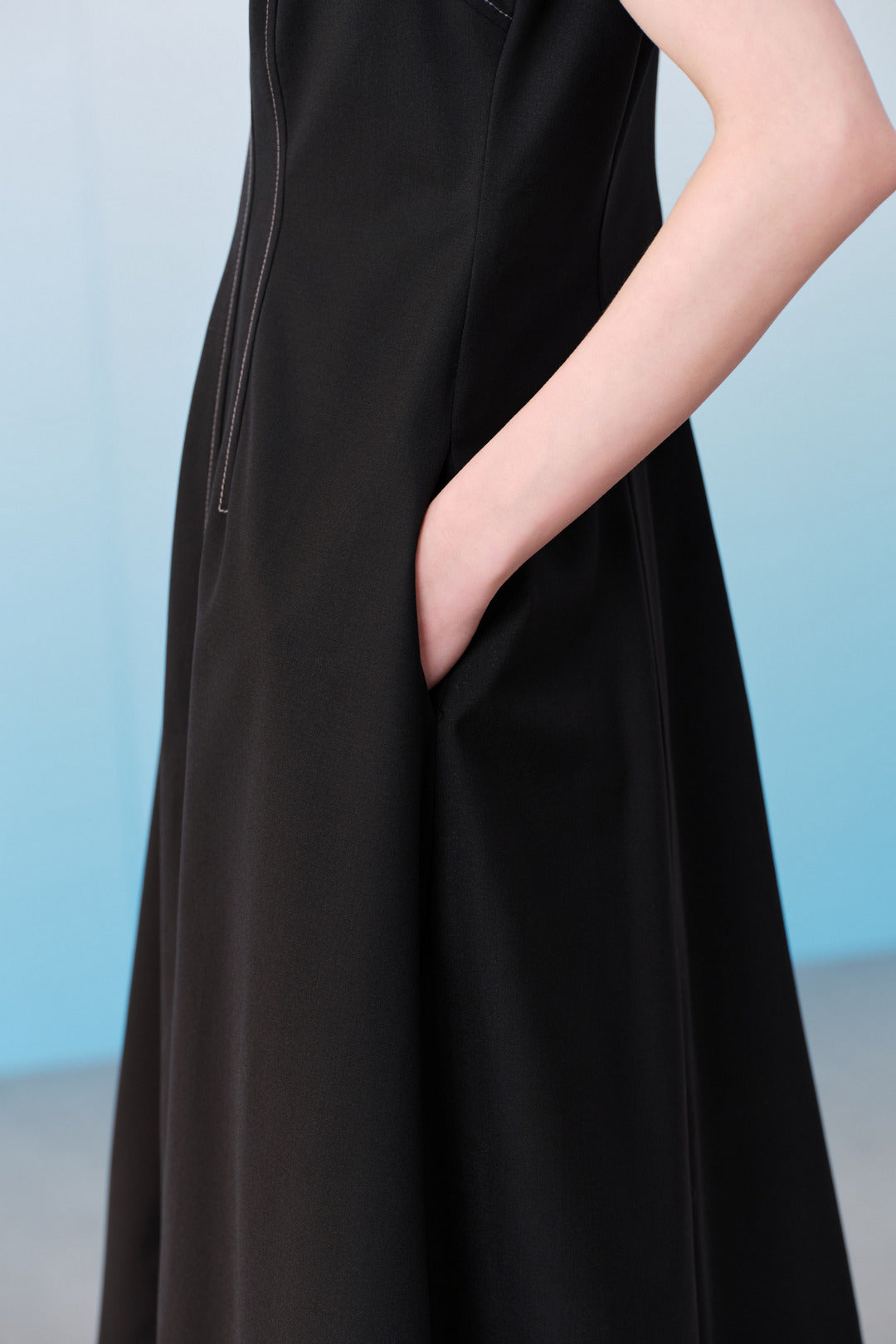 BLAACK | Wool Blend | Front And Back V-Neck Design Dress