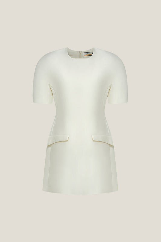 BLAACK LUXURY-luxury-premium-wool-silk-blend-round-neck-dress-61934060-White