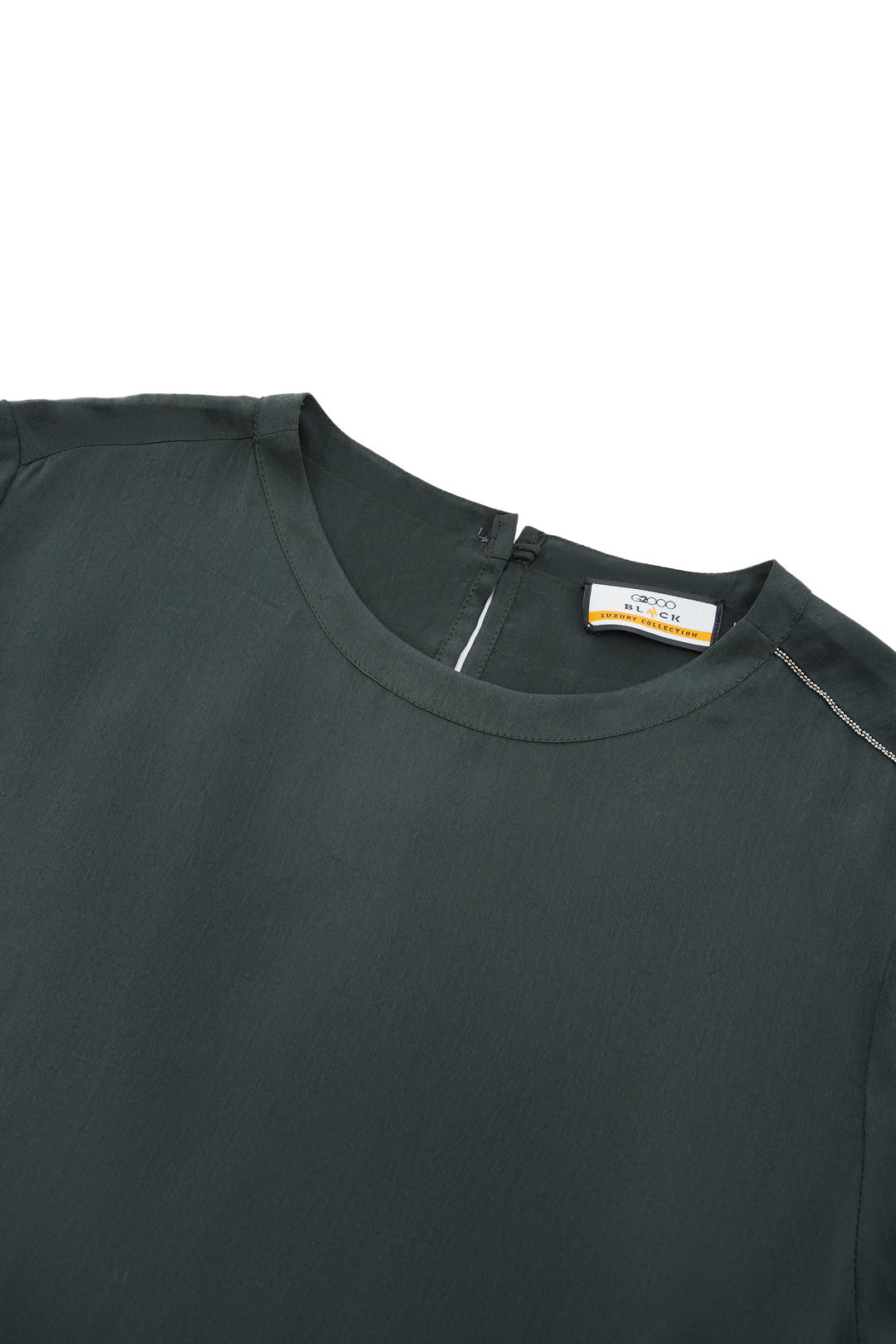 LUXURY | Japan Fabric | Round Neck 圓領襯衫(配左肩配閃亮飾邊)