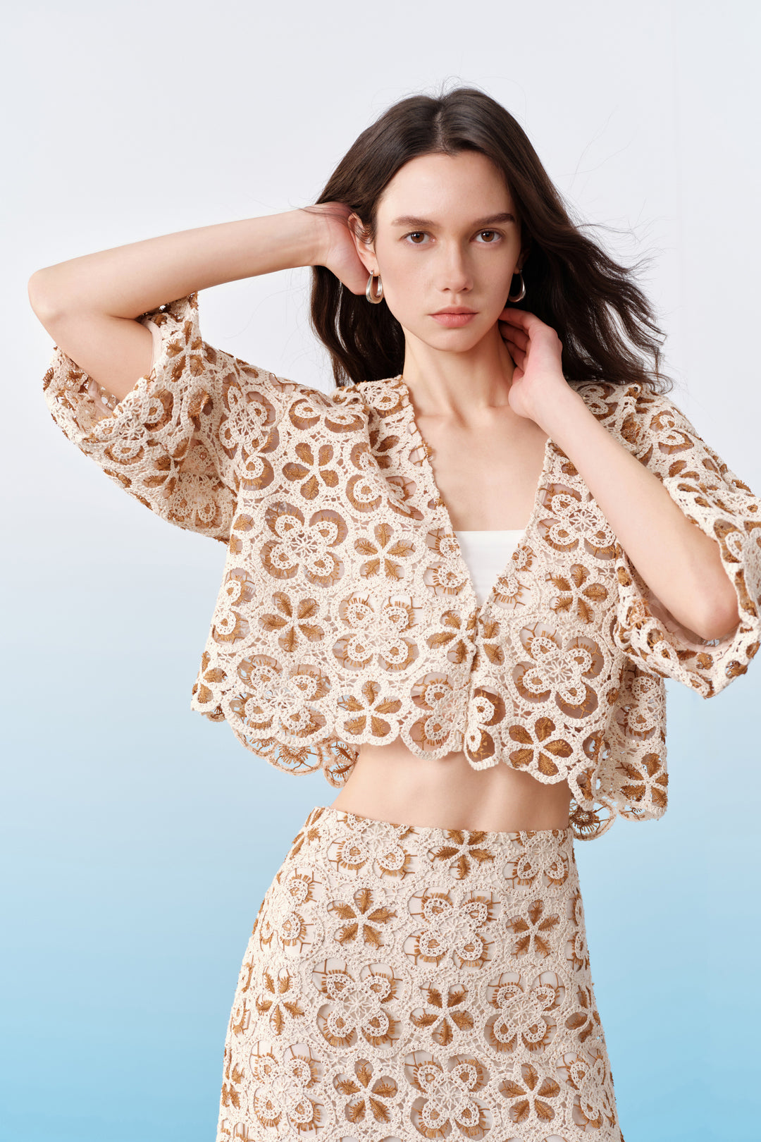 BLAACK WOMAN-blaack-open-front-three-quarter-sleeve-jacket-61981070-Beige