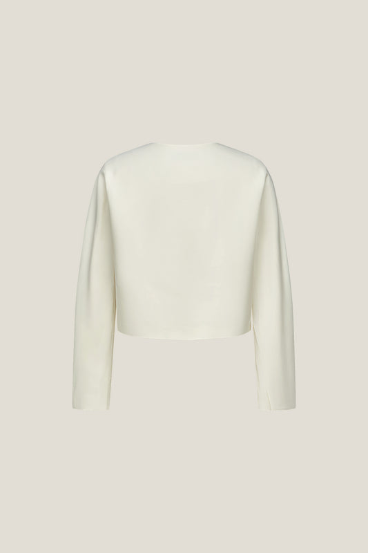 BLAACK LUXURY-luxury-premium-wool-silk-blend-round-neck-jacket-61984000-White