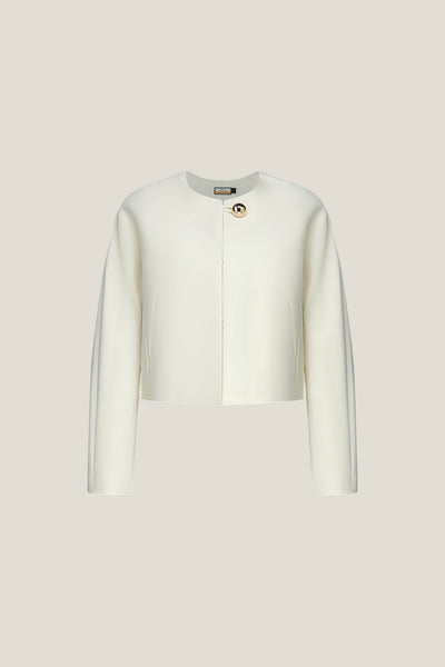 LUXURY | Premium Wool-Silk Blend | Round Neck 圓領休閒外套(配金屬鏈掛耳)