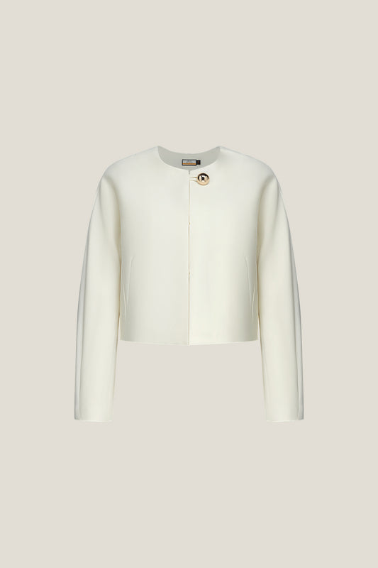 LUXURY | Premium Wool-Silk Blend | Round Neck Jacket