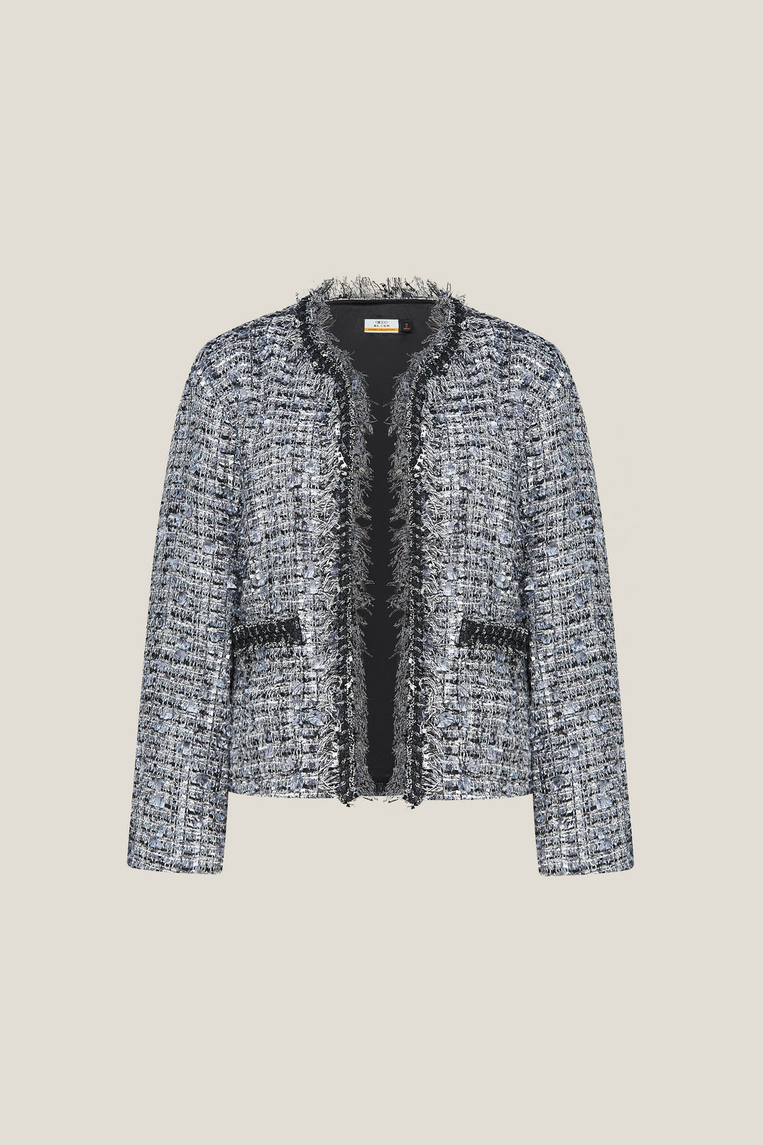 BLAACK LUXURY-luxury-round-neck-fringe-and-trimming-jacket-61985050-Grey