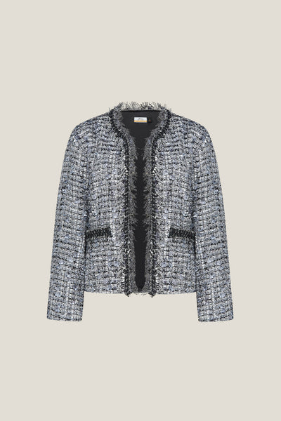 BLAACK LUXURY-luxury-round-neck-fringe-and-trimming-jacket-61985050-Grey
