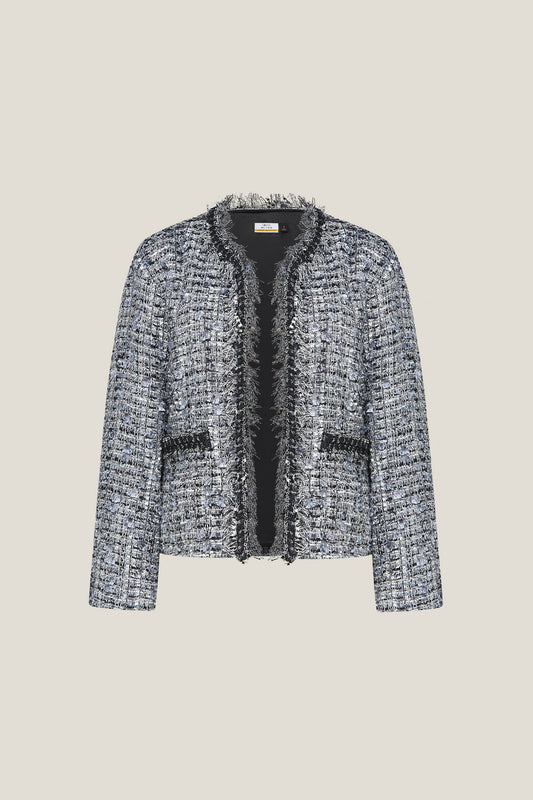 BLAACK LUXURY-luxury-round-neck-fringe-and-trimming-jacket-61985050-Grey
