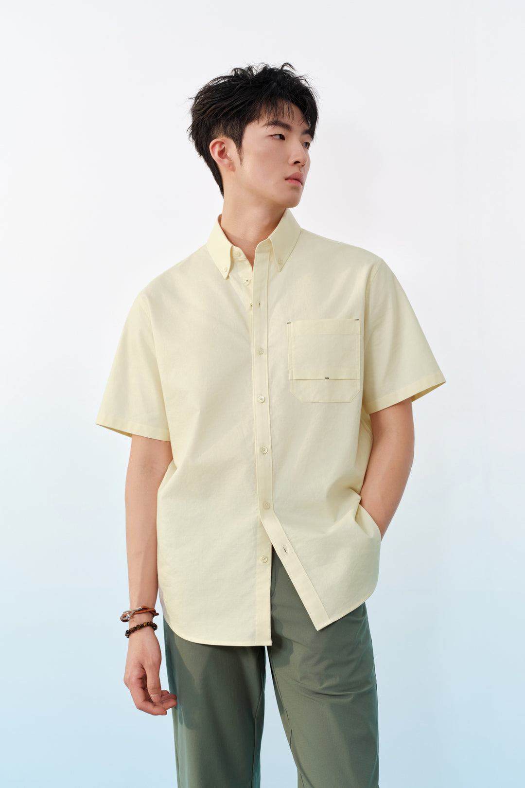 G2000 MAN-100-cotton-short-sleeve-casual-shirt-63130734-Yellow