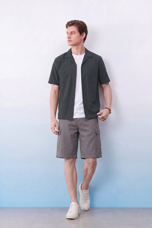G2000 MAN-linen-blend-short-sleeve-casual-shirt-63133574-Grey