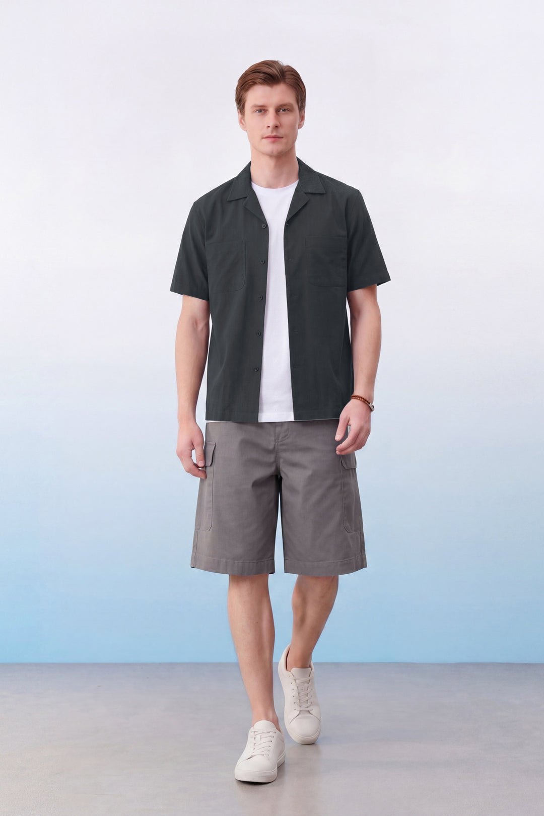 Linen Blend Short-Sleeve Casual Shirt