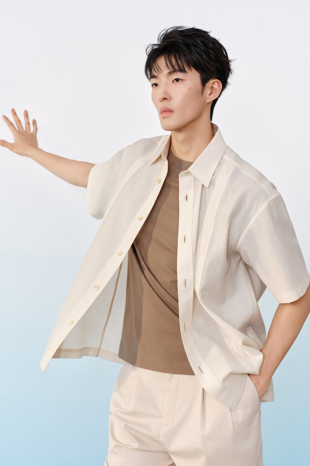 G2000 MAN-lyocell-blend-short-sleeve-casual-shirt-63133645-White