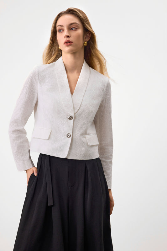 G2000 WOMAN-100%-cotton-shawl-lapel-blazer-63213604-White