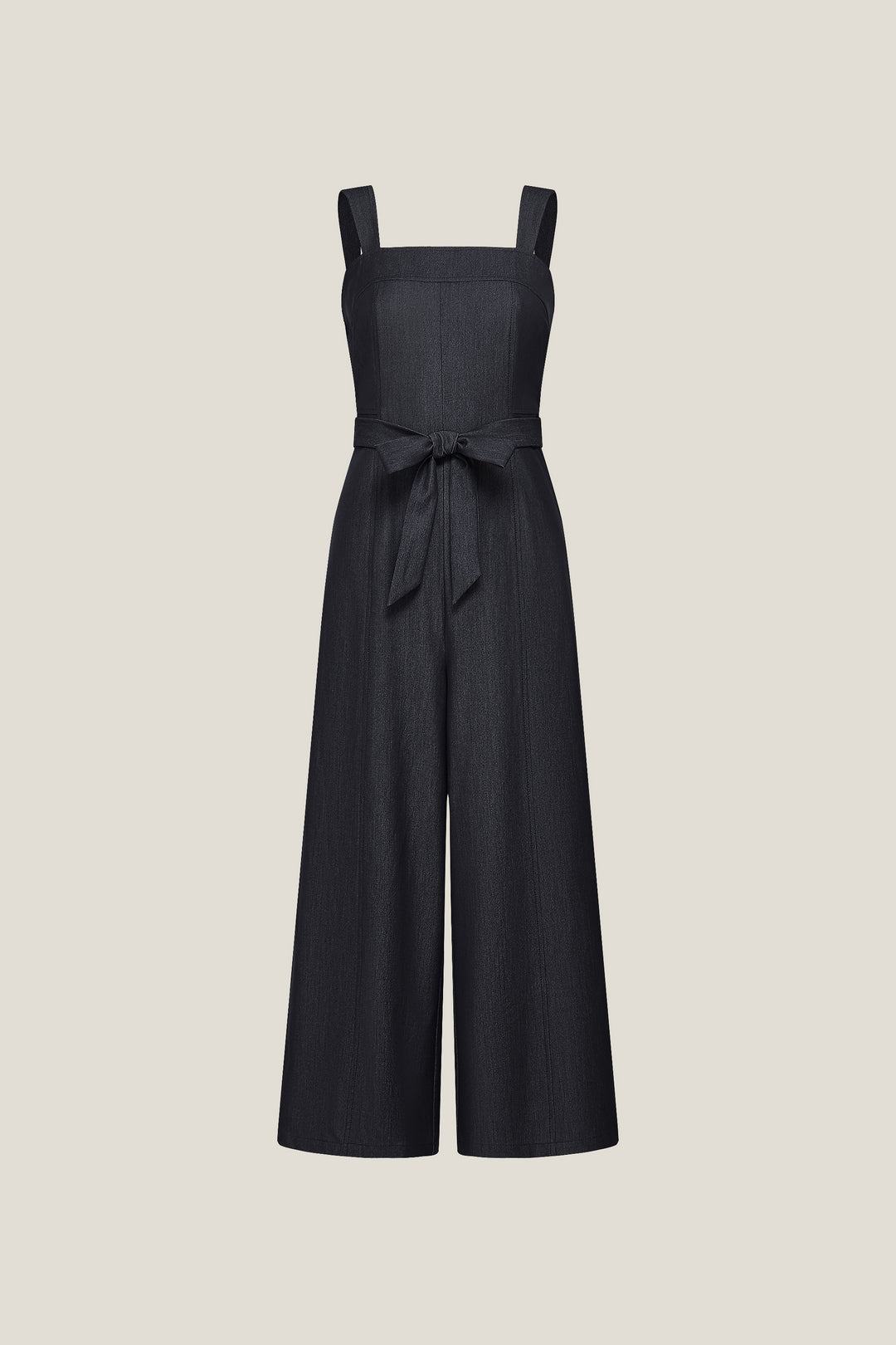 Square Neck 方領連身褲(配自布腰帶)