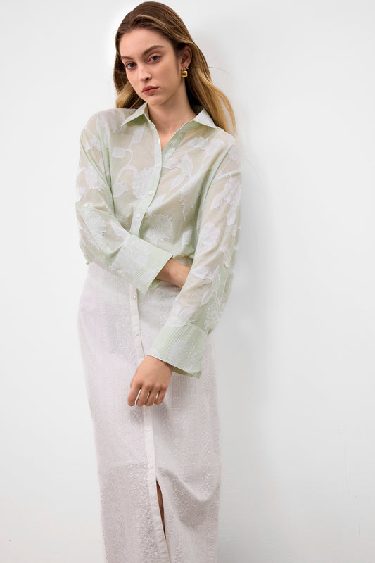 G2000 WOMAN-100%-cotton-shirt-collar-casual-shirt-63233817-Green