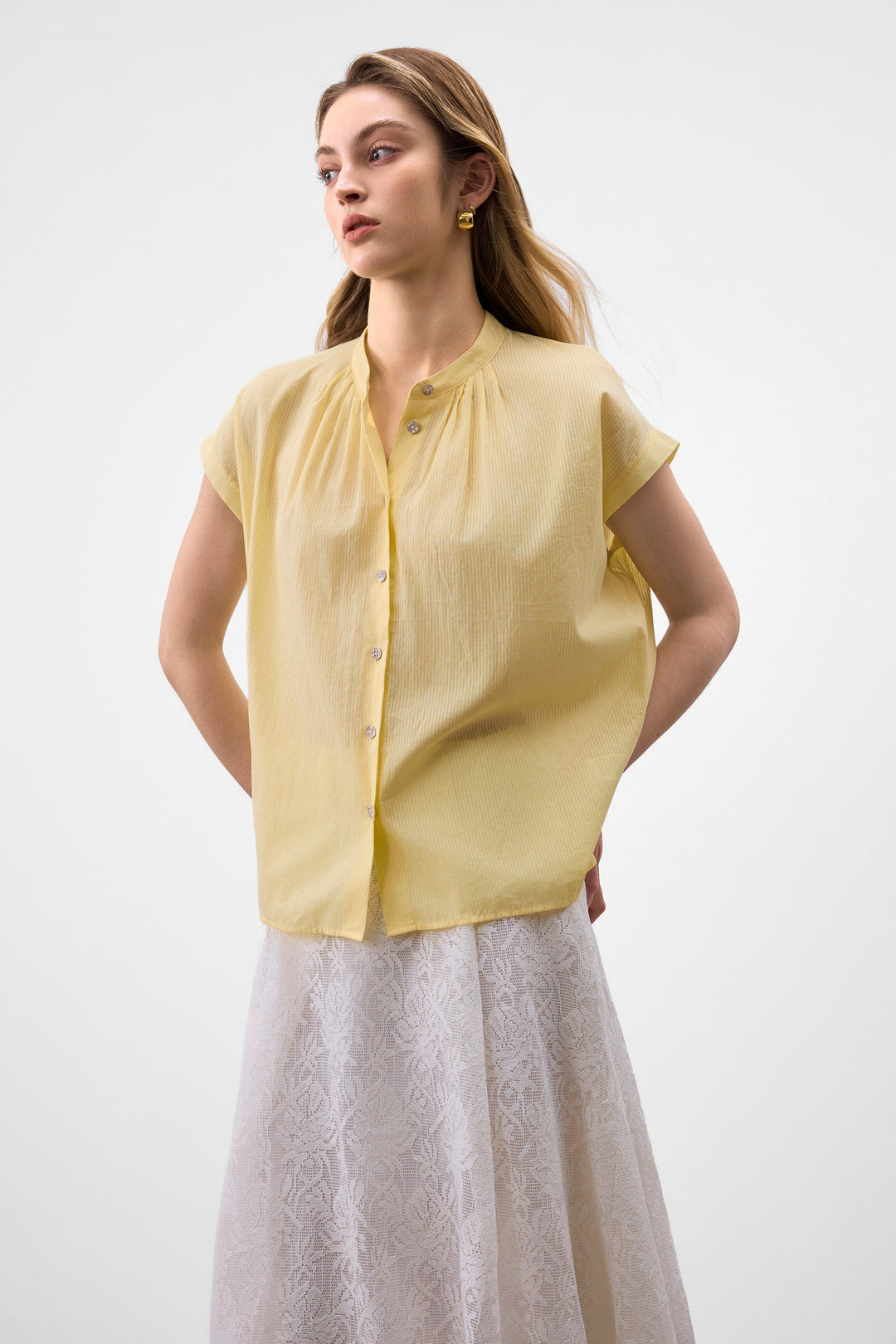 G2000 WOMAN-stand-collar-blouse-63243430-Yellow