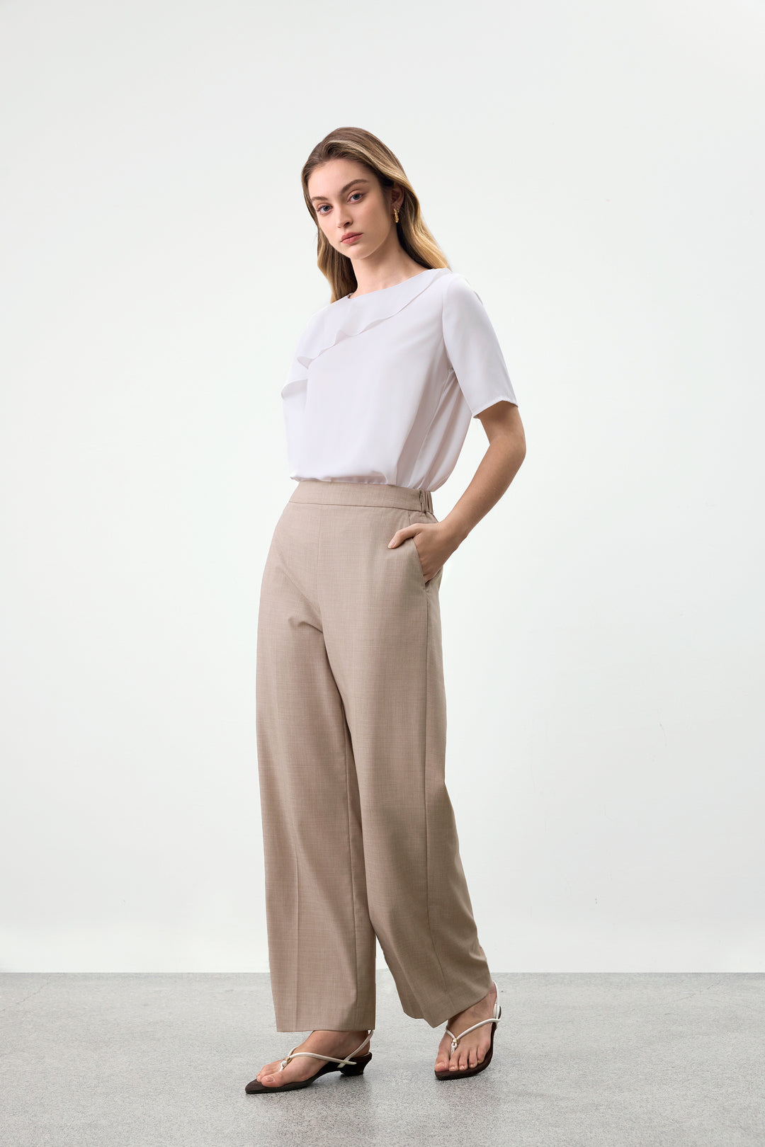 G2000 WOMAN-cool-touch-regular-waist-suit-pants-63252003-Beige