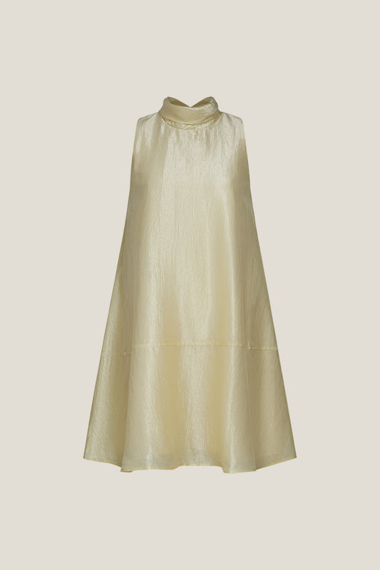 BLAACK LUXURY-luxury-japan-fabric-drape-stand-collar-dress-63931007-Yellow