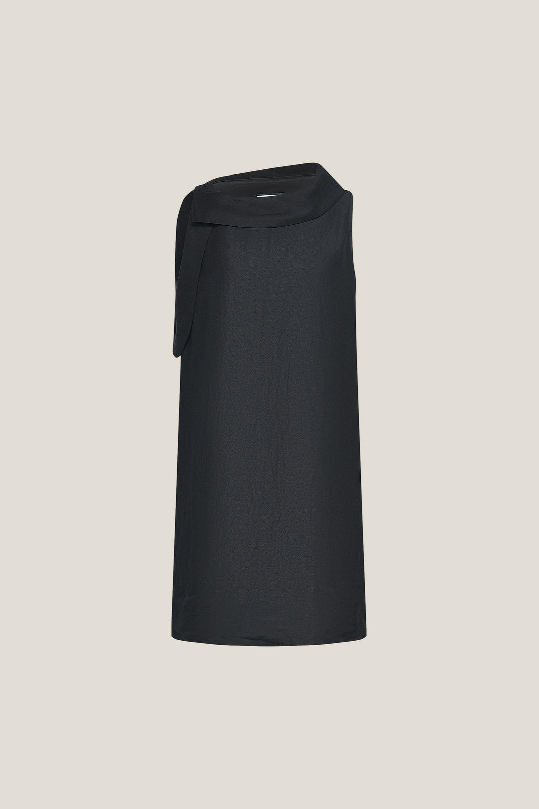 BLAACK LUXURY-luxury-premium-linen-silk-blend-drape-collar-dress-63934017-Black