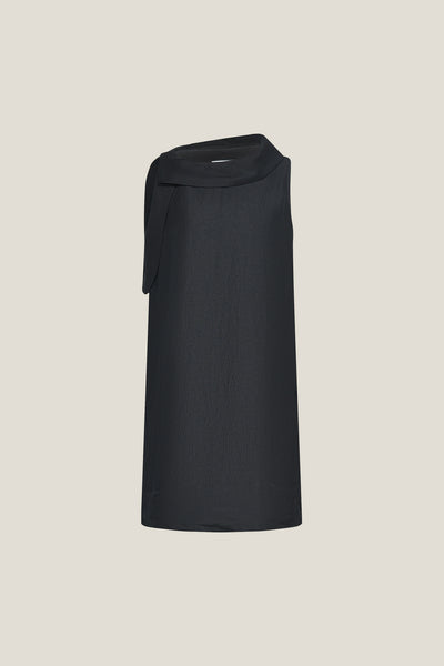 BLAACK LUXURY-luxury-premium-linen-silk-blend-drape-collar-dress-63934017-Black