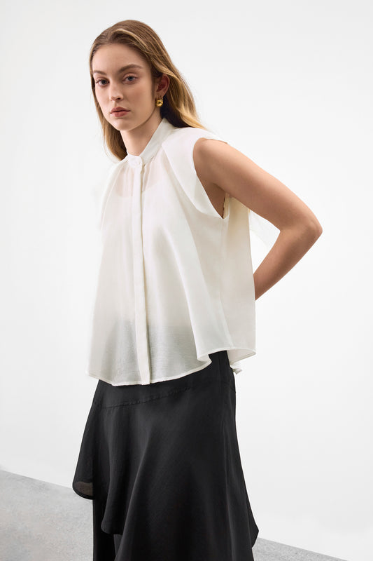 BLAACK WOMAN-blaack-machine-washable-stand-collar-blouse-63947420-White