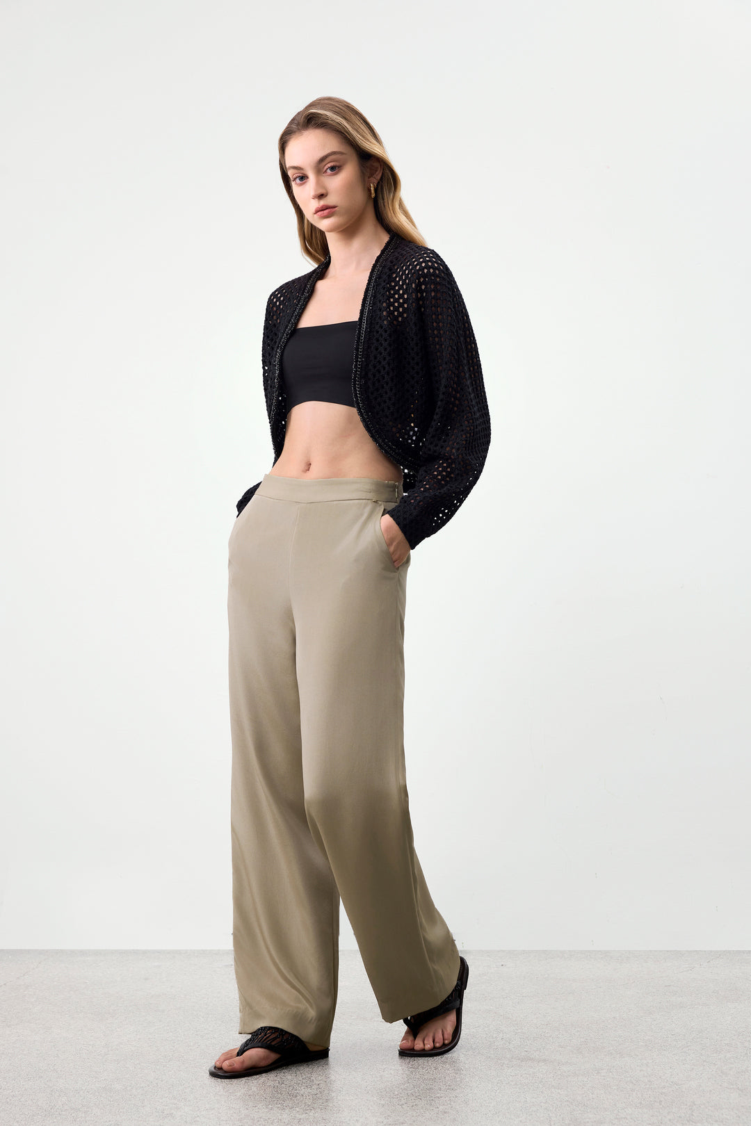 BLAACK WOMAN-blaack-silk-blend-regular-waist-suit-pants-63954003-Beige