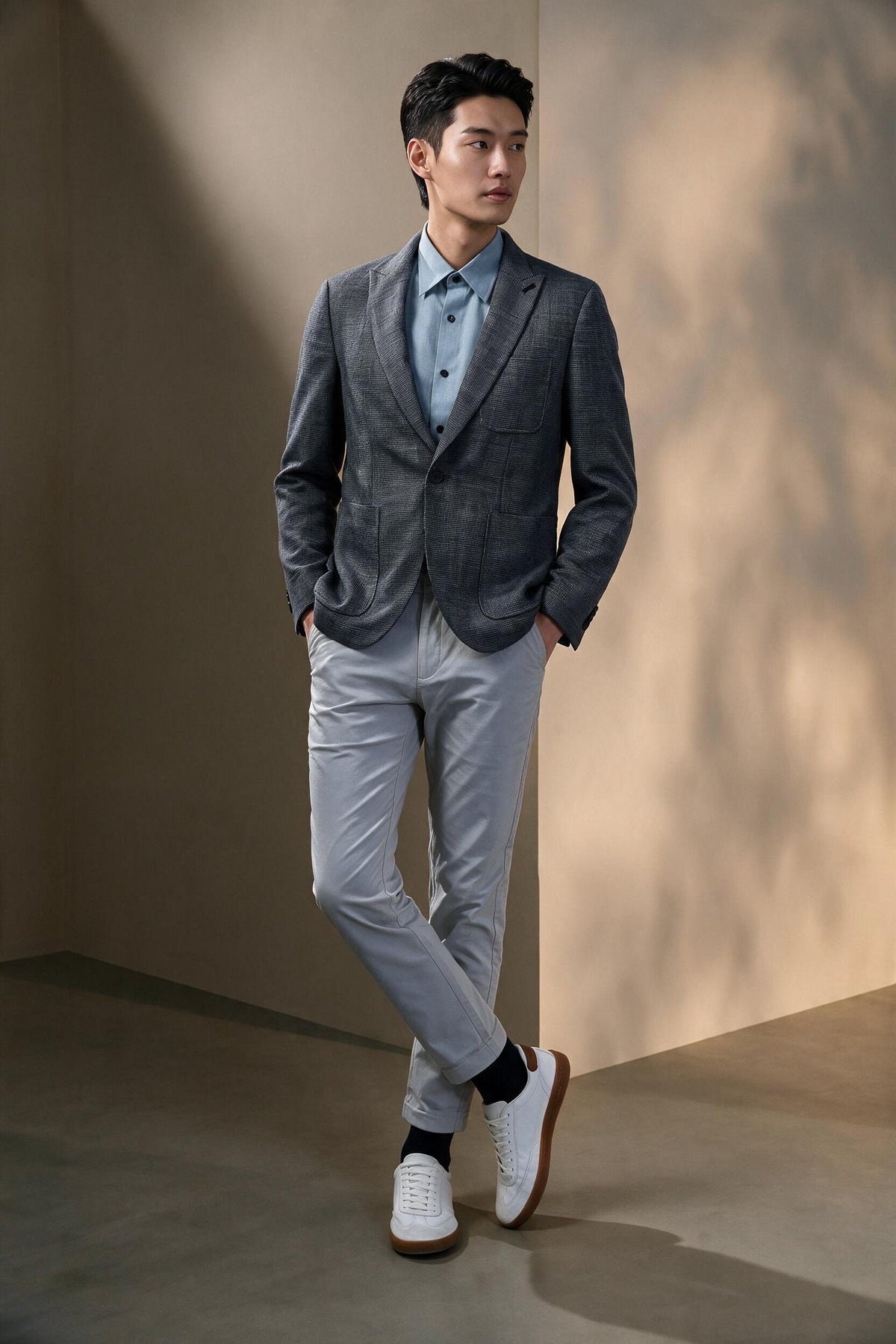G2000 MAN-peak-lapel-single-vent-machine-washable-blazer-66113702-Grey