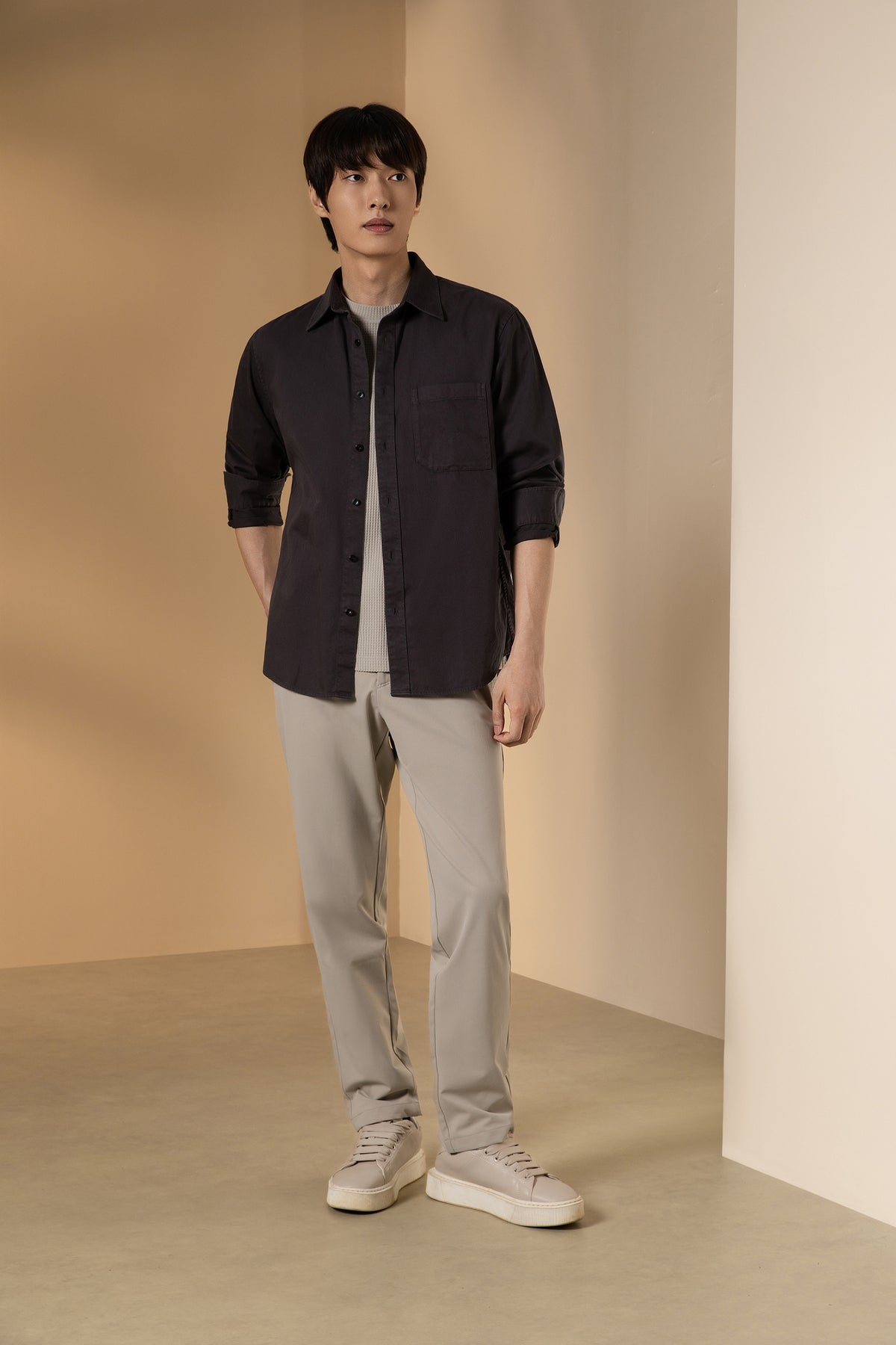 G2000 MAN-pure-cotton-classic-collar-long-sleeve-casual-shirt-66120554-Brown