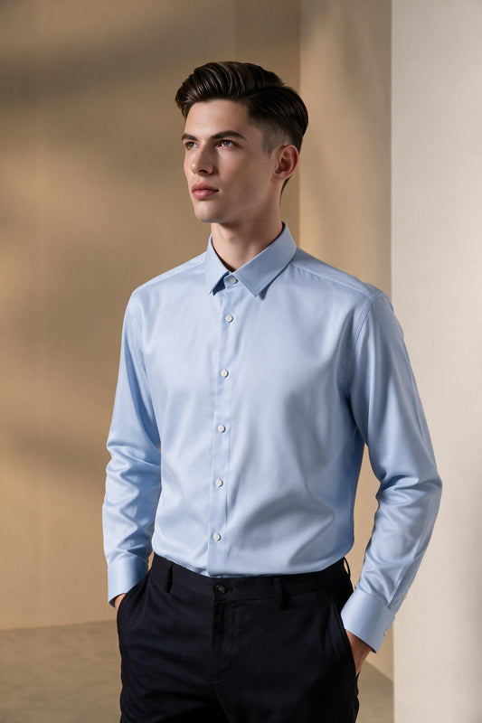 G2000 MAN-non-iron-micro-mesh-textured-long-sleeve-dress-shirt-66121122-Blue