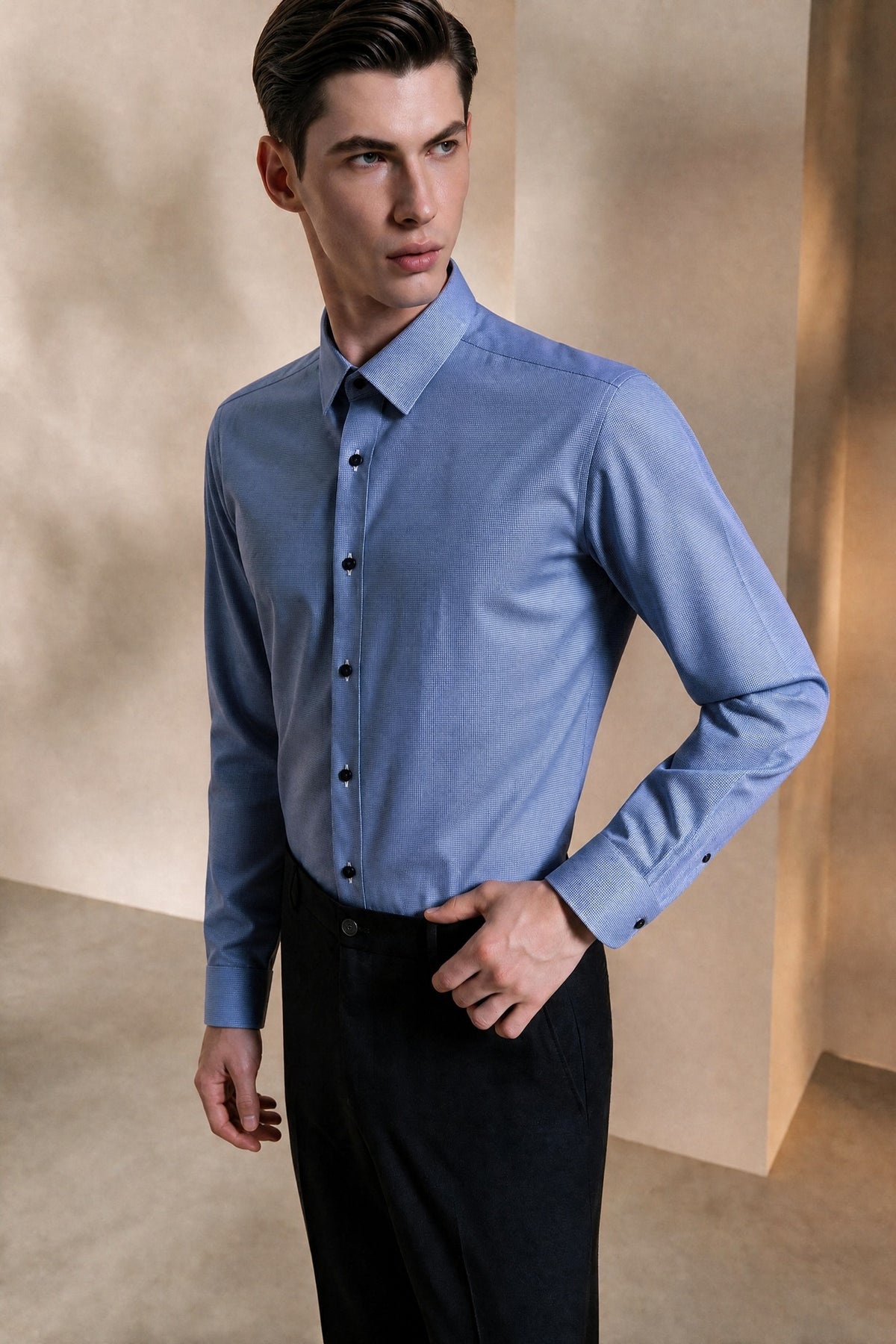G2000 MAN-non-iron-cotton-blend-long-sleeve-dress-shirt-66121152-Blue
